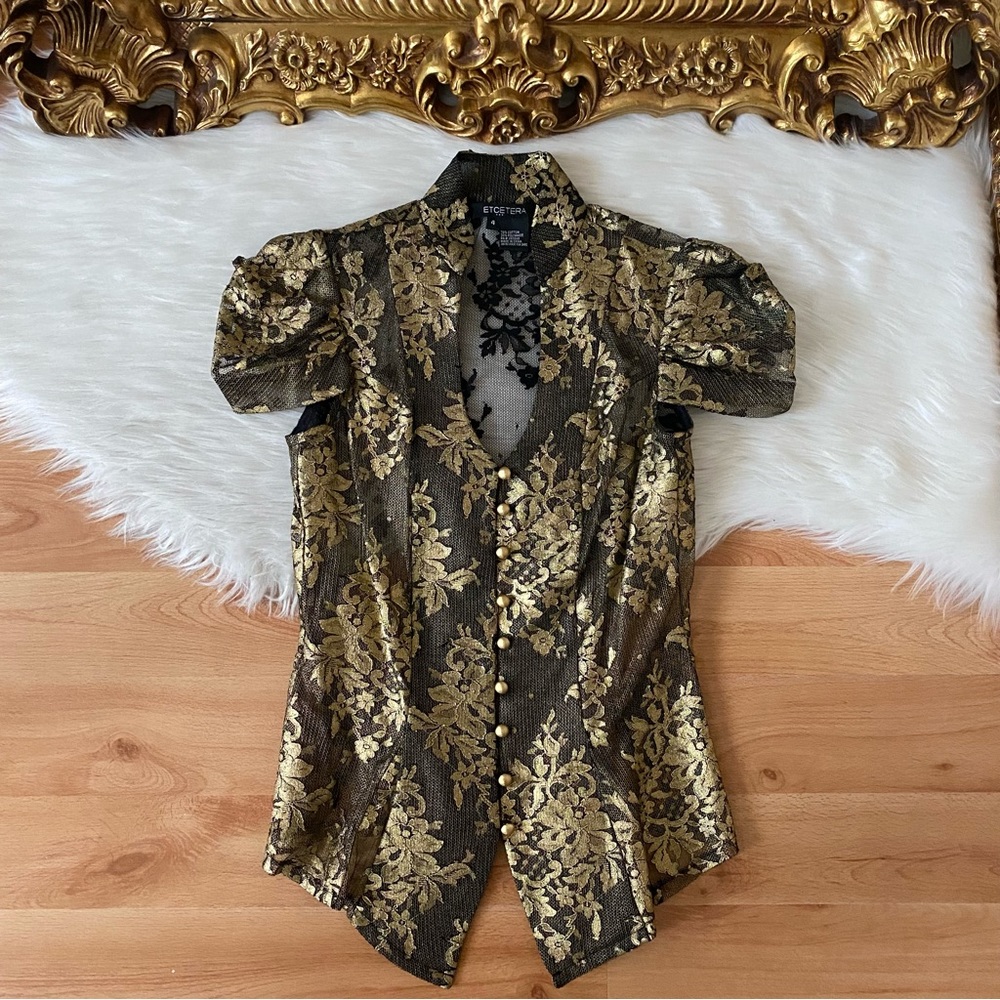 Etcetera Lace Button Down Top Blouse - Picture 4 of 9